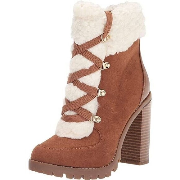 NWOB BCBGeneration Womens Paloma Fashion Ankle Boot Brown Suede Sherpa Lining 9 - Picture 1 of 11